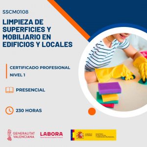 Certificado Profesional de Limpieza de superficies y mobiliario en edificios y locales con Visa de Estudios