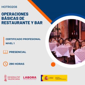 Certificado Profesional de Operaciones básicas de restaurante y bar con Visa de Estudios